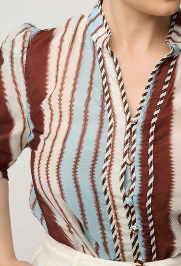 Once Was | Calantha Cotton Silk Shirt | Iridescent Stripe