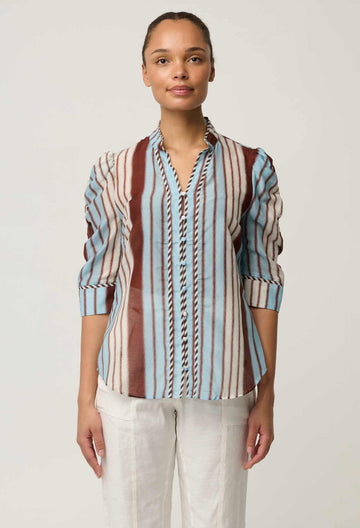 Once Was | Calantha Cotton Silk Shirt | Iridescent Stripe