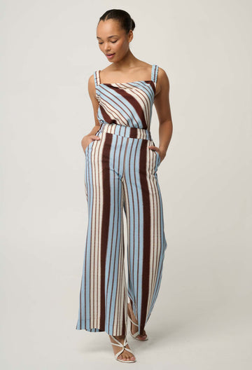 Once Was | Willow Linen Viscose Pant | Iridescent Stripe
