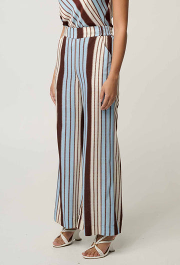 Once Was | Willow Linen Viscose Pant | Iridescent Stripe