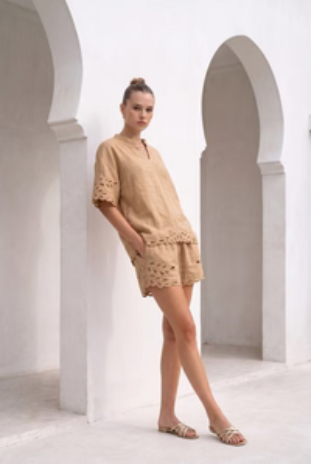 GDS | Ivy Embroidered Shorts | Camel