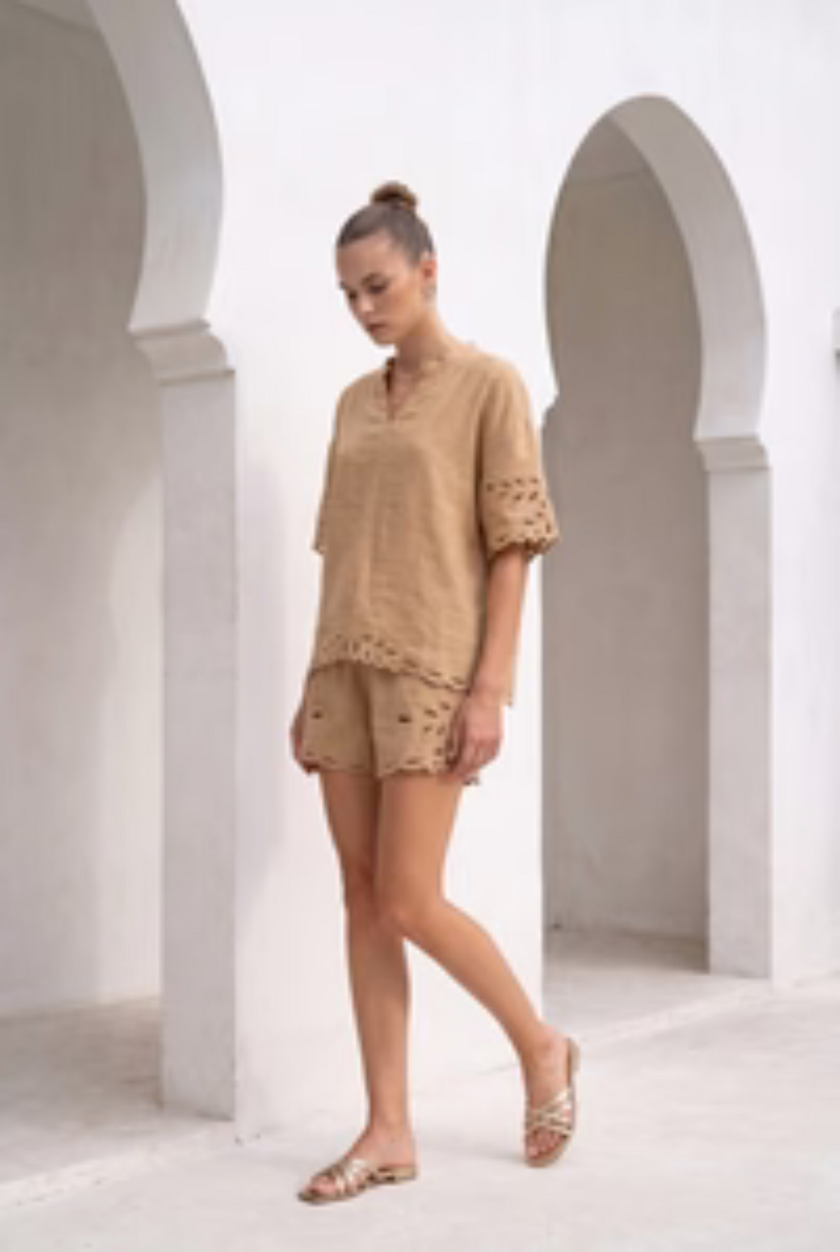 GDS | Ivy Embroidered Shorts | Camel
