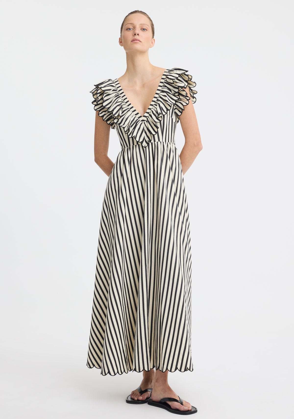 Morrison | Marina Scallop Maxi Dress | Stripe