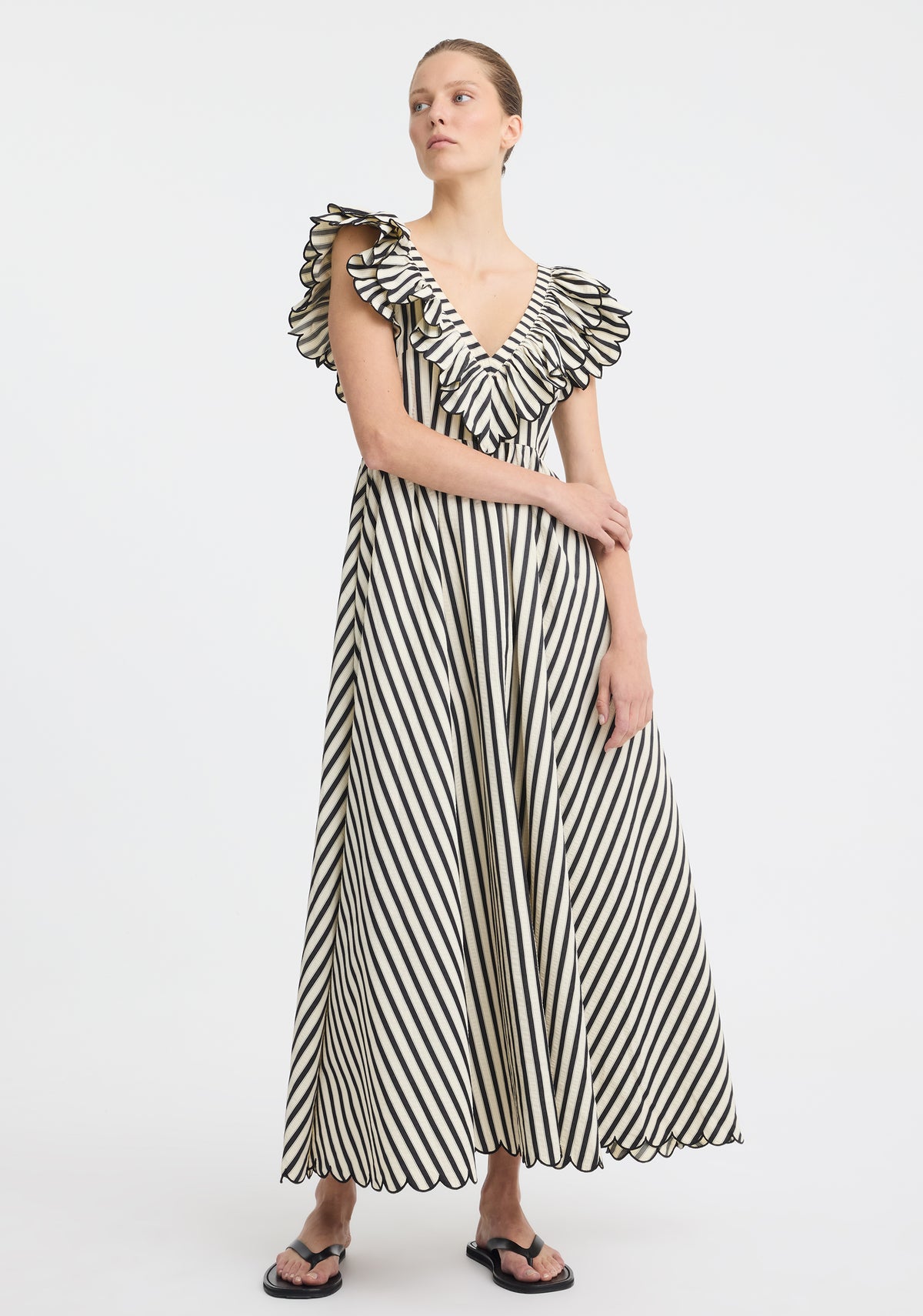 Morrison | Marina Scallop Maxi Dress | Stripe