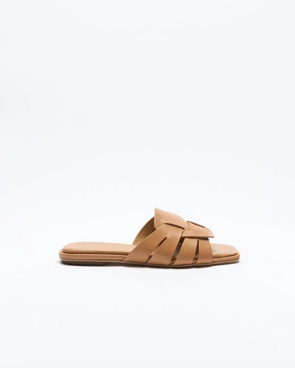 Walnut | Agnes Leather Slide | Tan