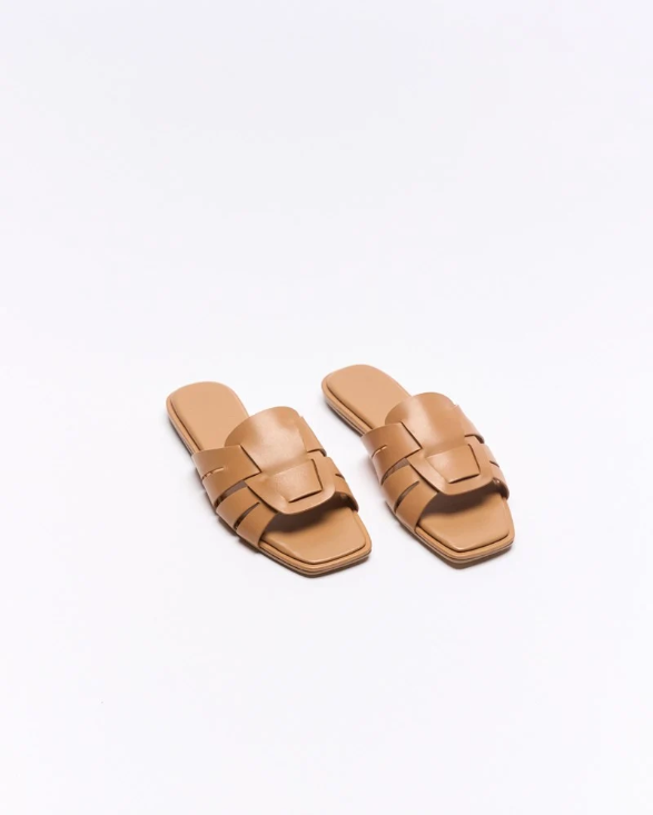 Walnut | Agnes Leather Slide | Tan
