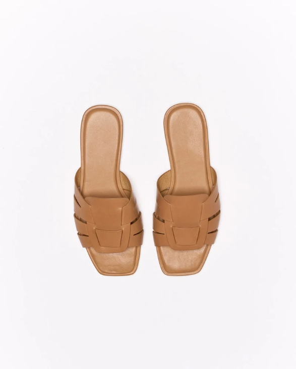 Walnut | Agnes Leather Slide | Tan