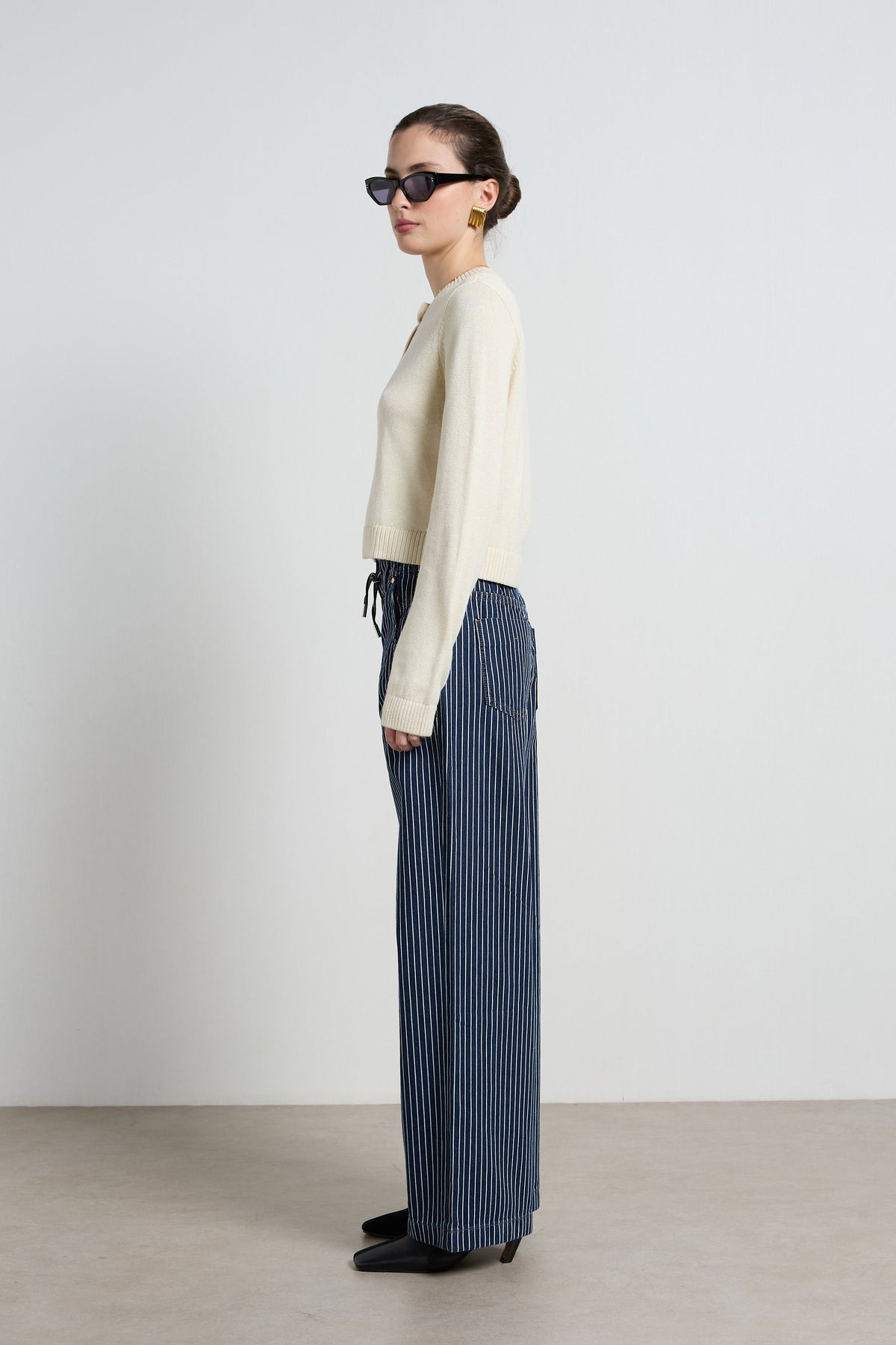Dricoper | Alora Stripe Denim Loose Pants | Stripe Denim