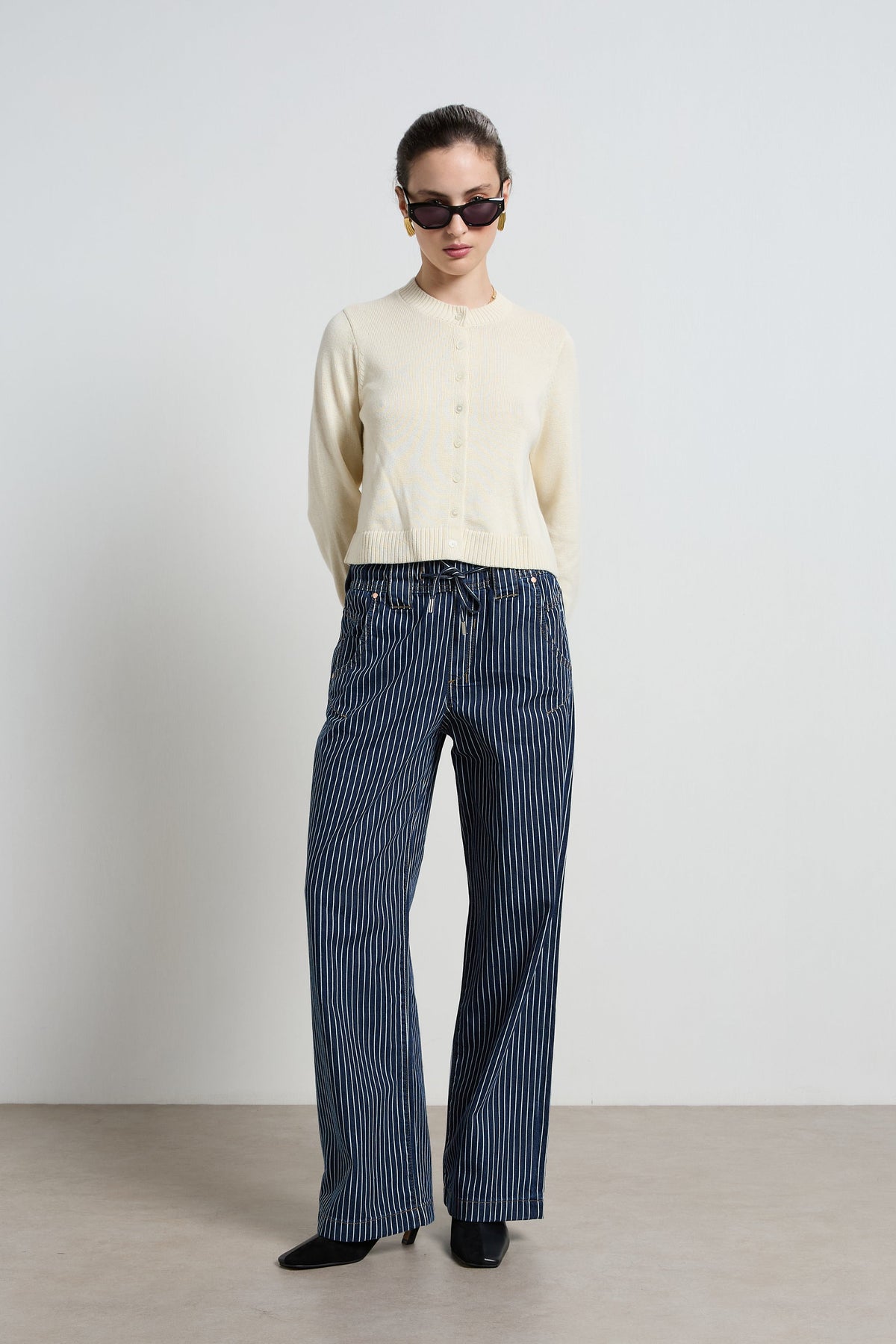 Dricoper | Alora Stripe Denim Loose Pants | Stripe Denim