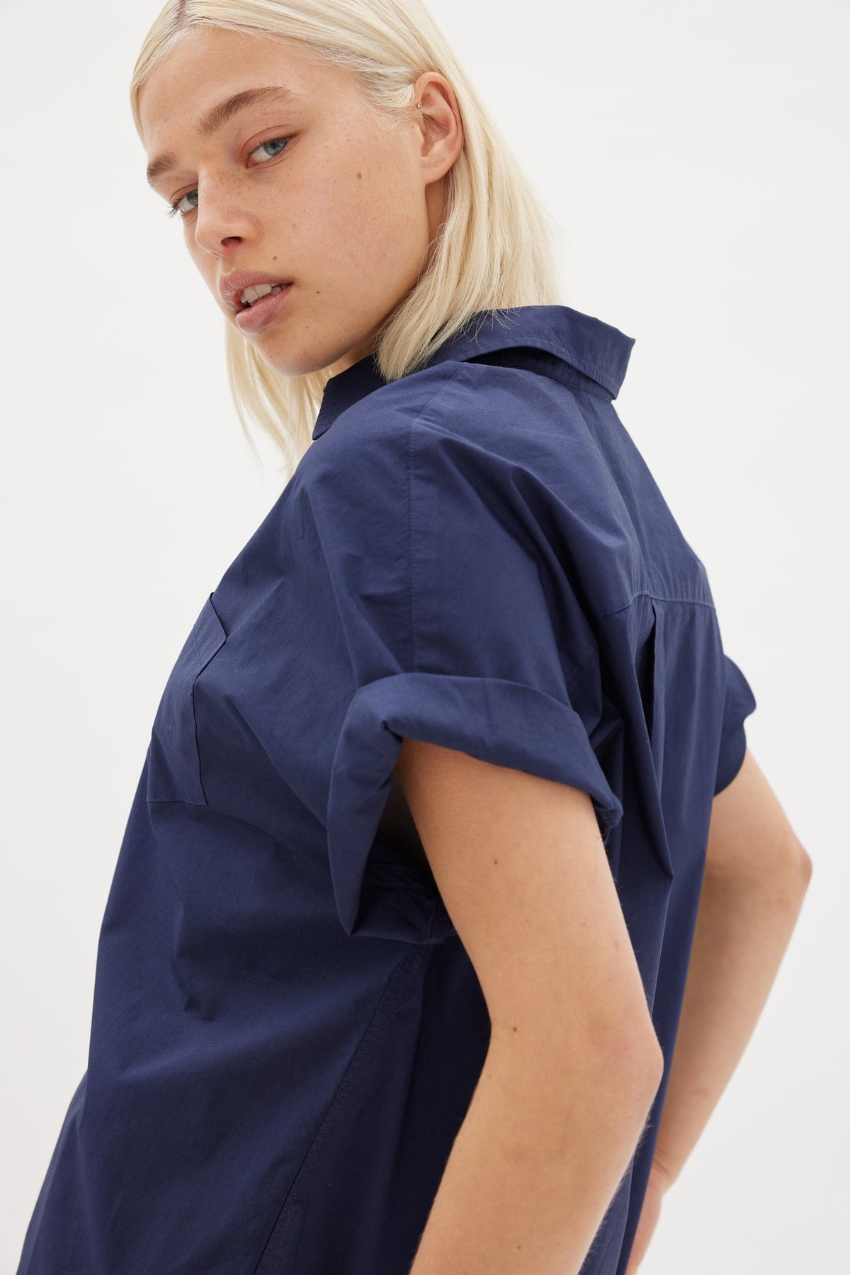 LMND | Chiara Short Sleeve Shirt | Navy