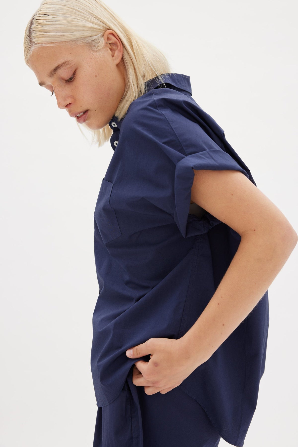 LMND | Chiara Short Sleeve Shirt | Navy