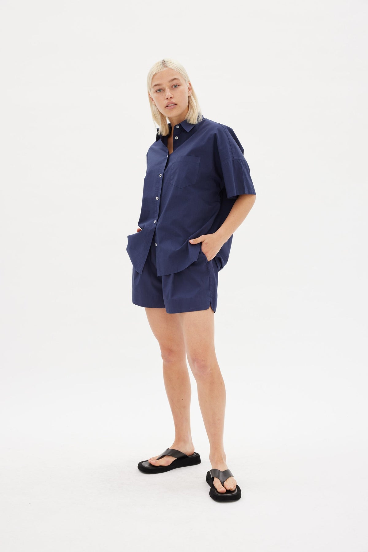 LMND | Chiara Short Sleeve Shirt | Navy