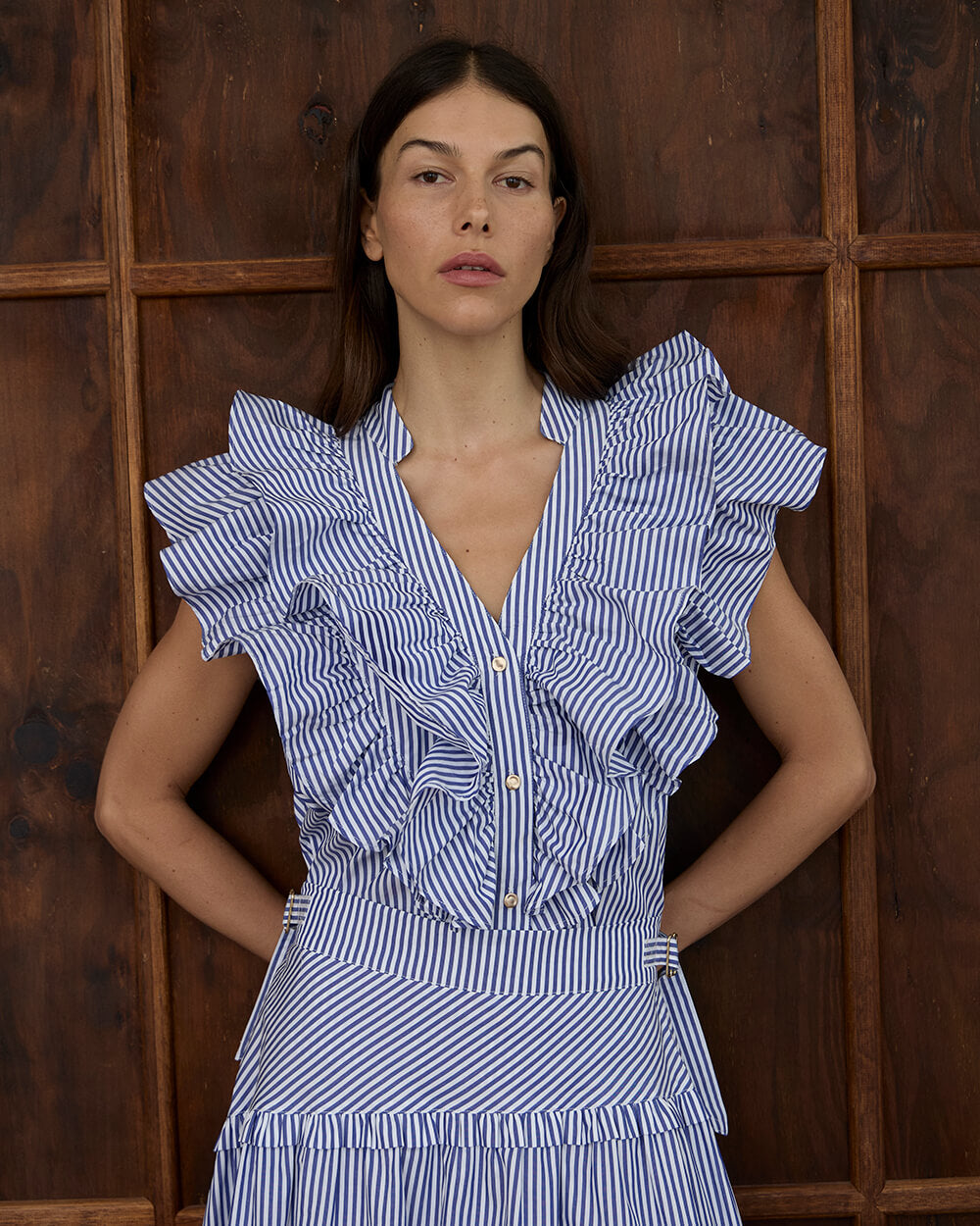 Arlington Milne | Indie Ruffle Shirt | Stripe Cotton