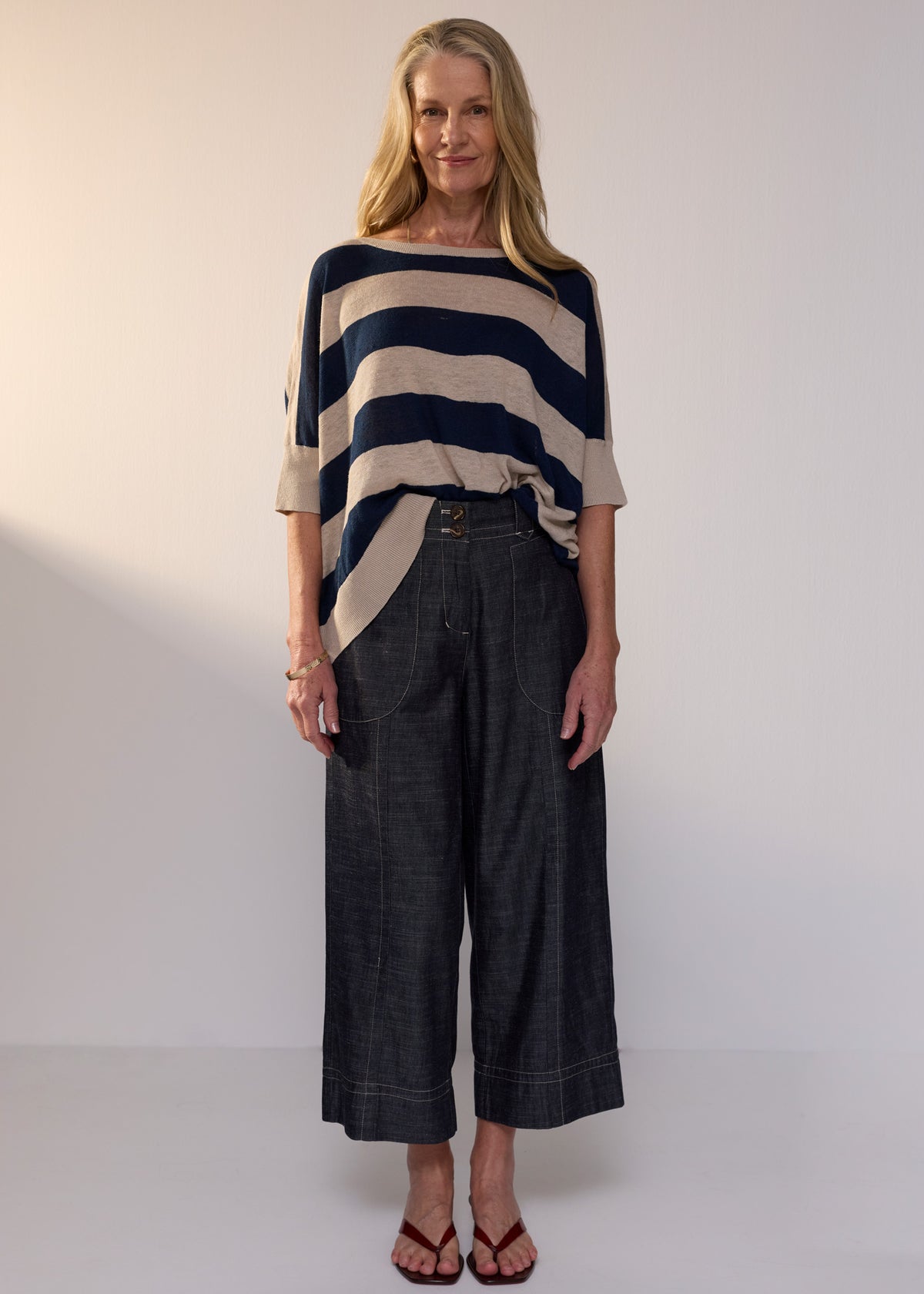 POL | Milton Stripe Knit | Pebble/Ink