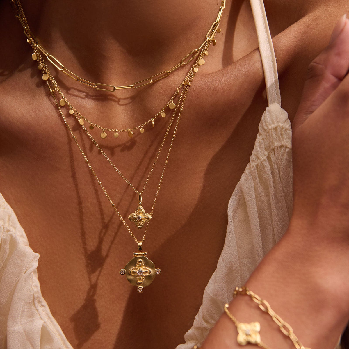 Murkani | Sahara Flower Necklace | 18KT Yellow Gold Plate