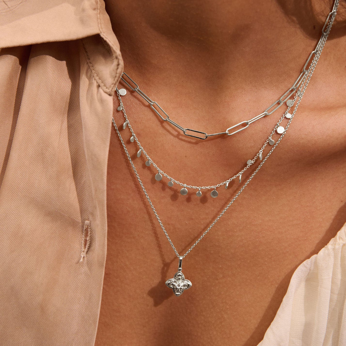 Murkani | Sahara Flower Necklace | Sterling Silver