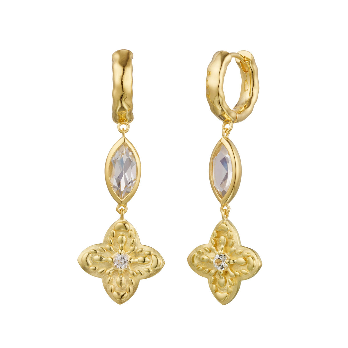 Murkani | Sahara Hanging Flower Huggie | 18KT Yellow Gold Plate