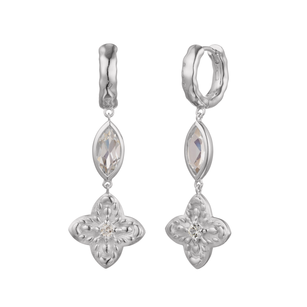 Murkani | Sahara Hanging Flower Huggie | Sterling Silver