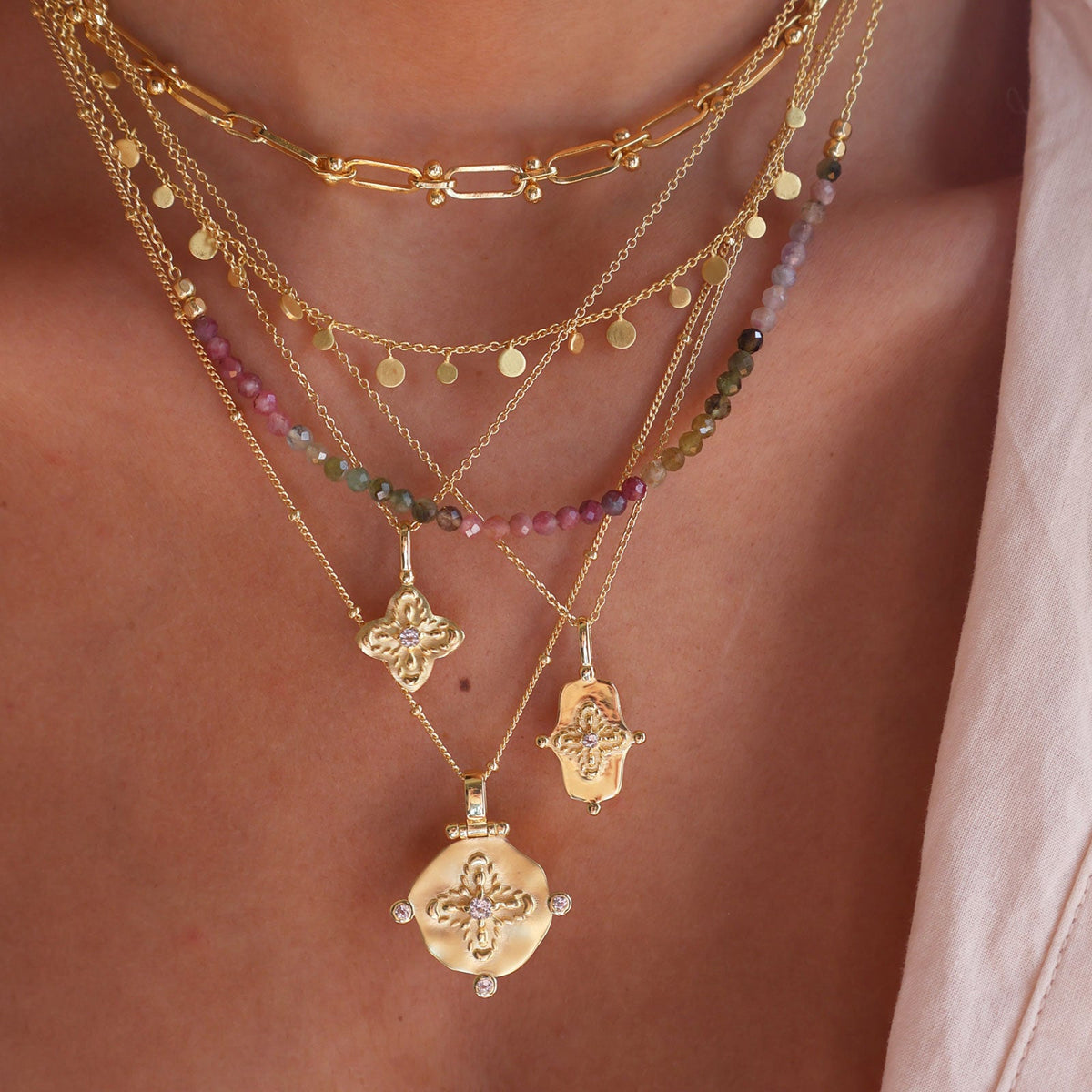 Murkani | Sahara Large Pendant Necklace | 18KT Yellow Gold Plate