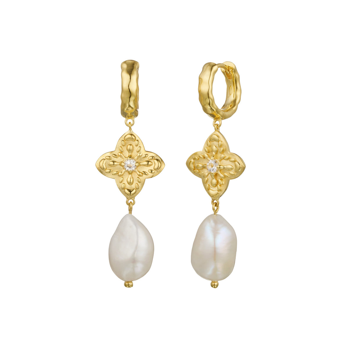 Murkani | Sahara Pearl Huggie | 18KT Yellow Gold Plate