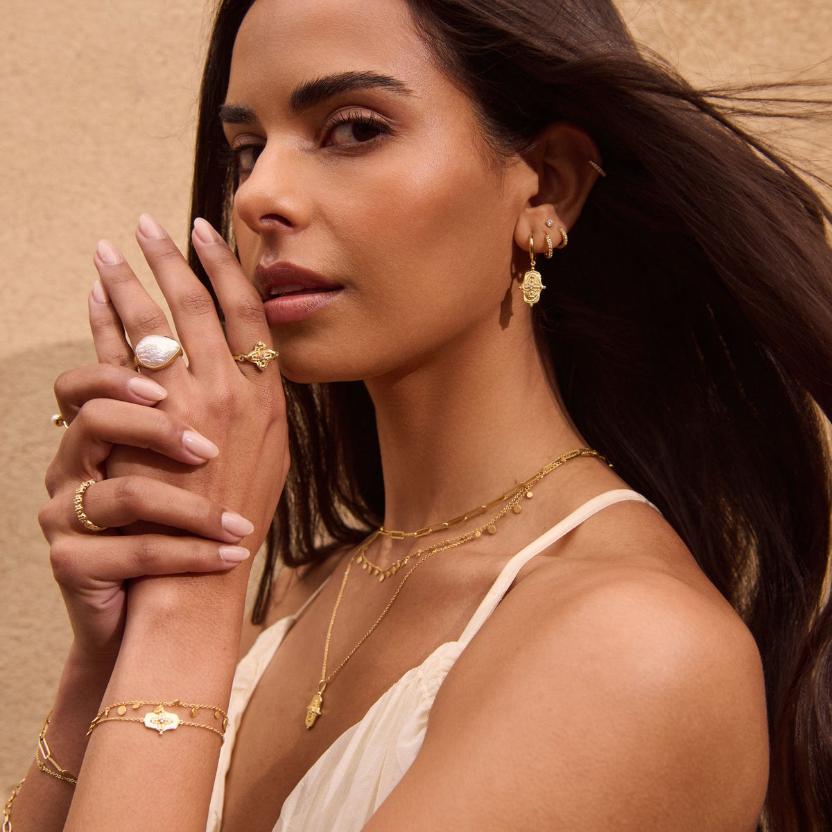 Murkani | Sahara Shield Huggie | 18KT Yellow Gold Plate