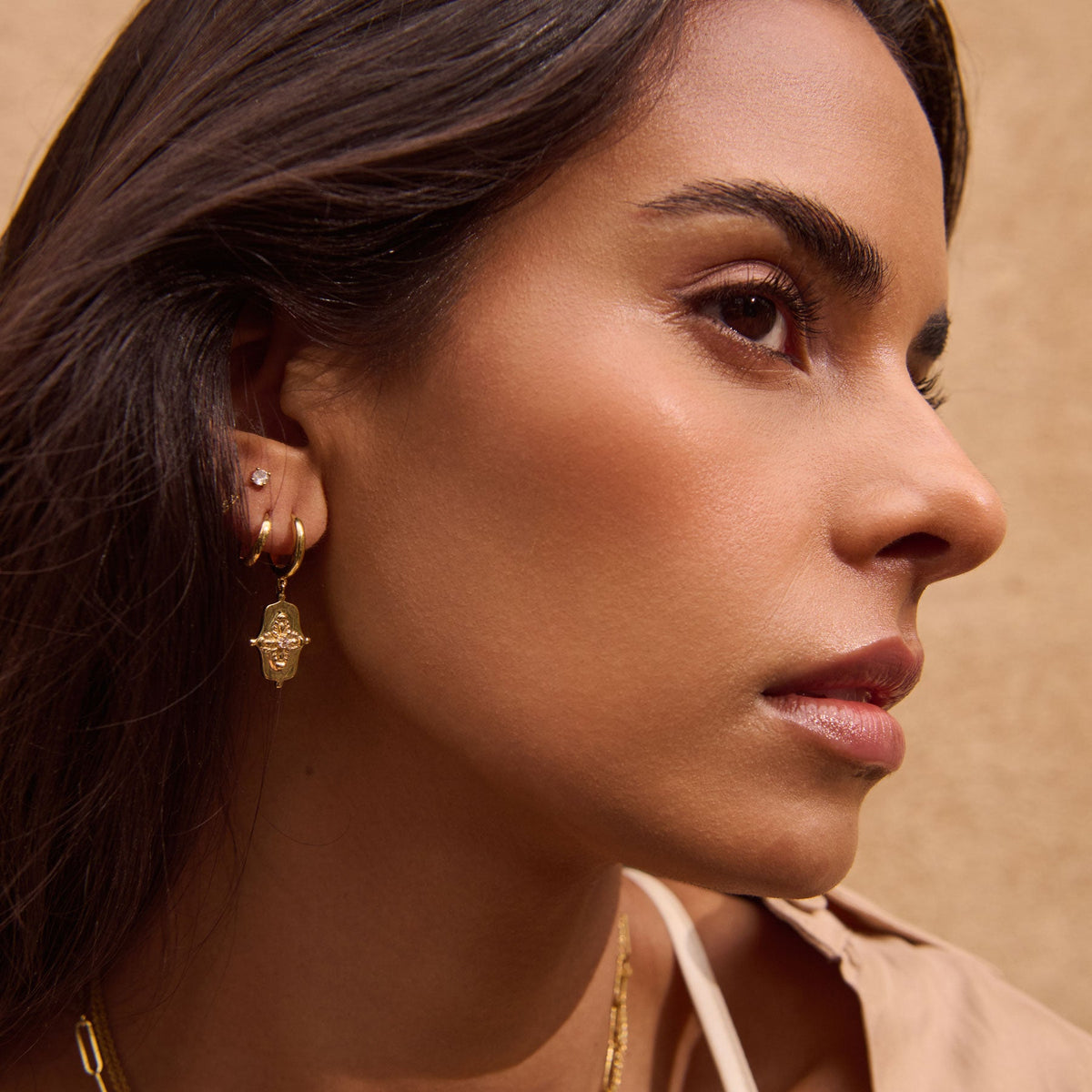 Murkani | Sahara Shield Huggie | 18KT Yellow Gold Plate