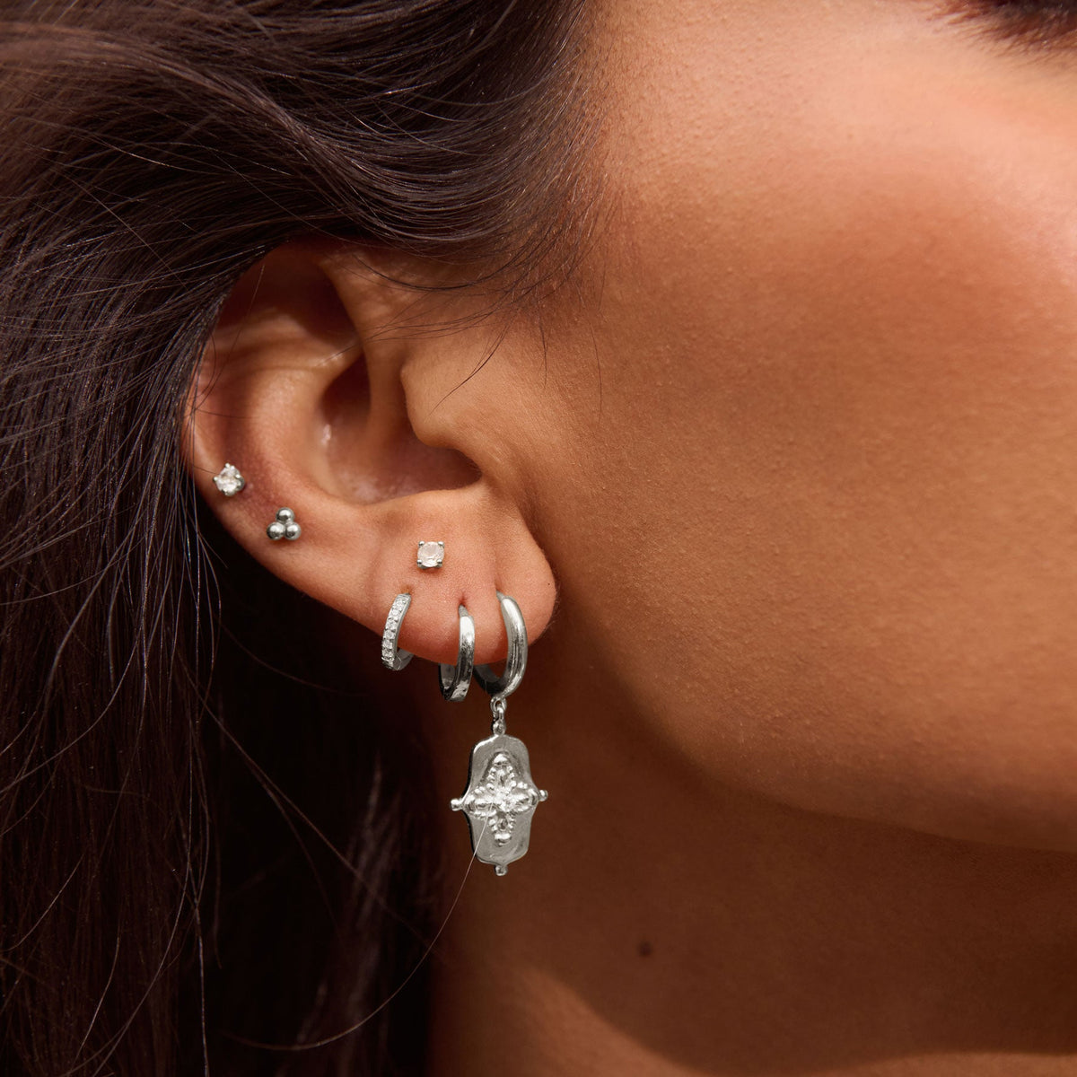 Murkani | Sahara Shield Huggie | Sterling Silver