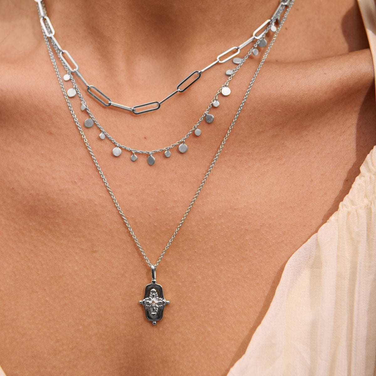 Murkani | Sahara Shield Necklace | Sterling Silver