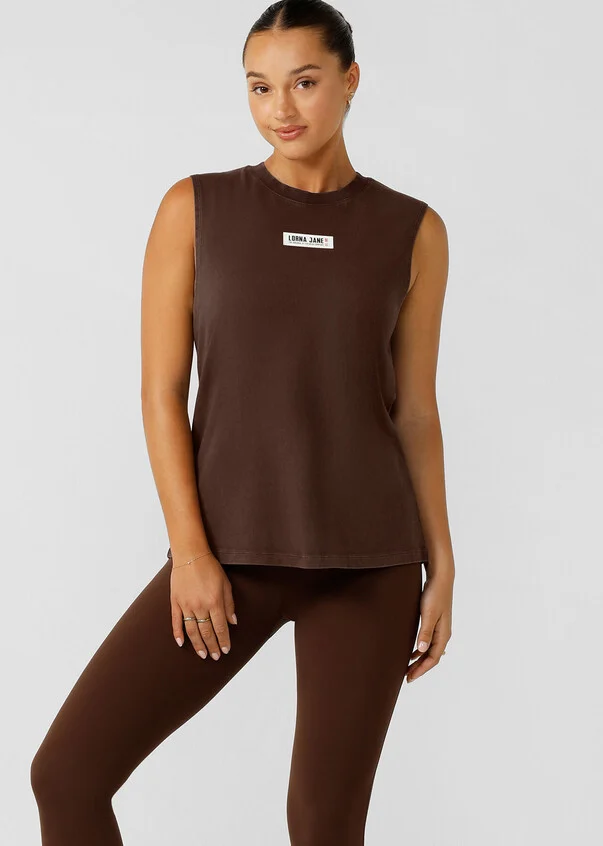 Conquer Washed Muscle Tank - Washed Espresso