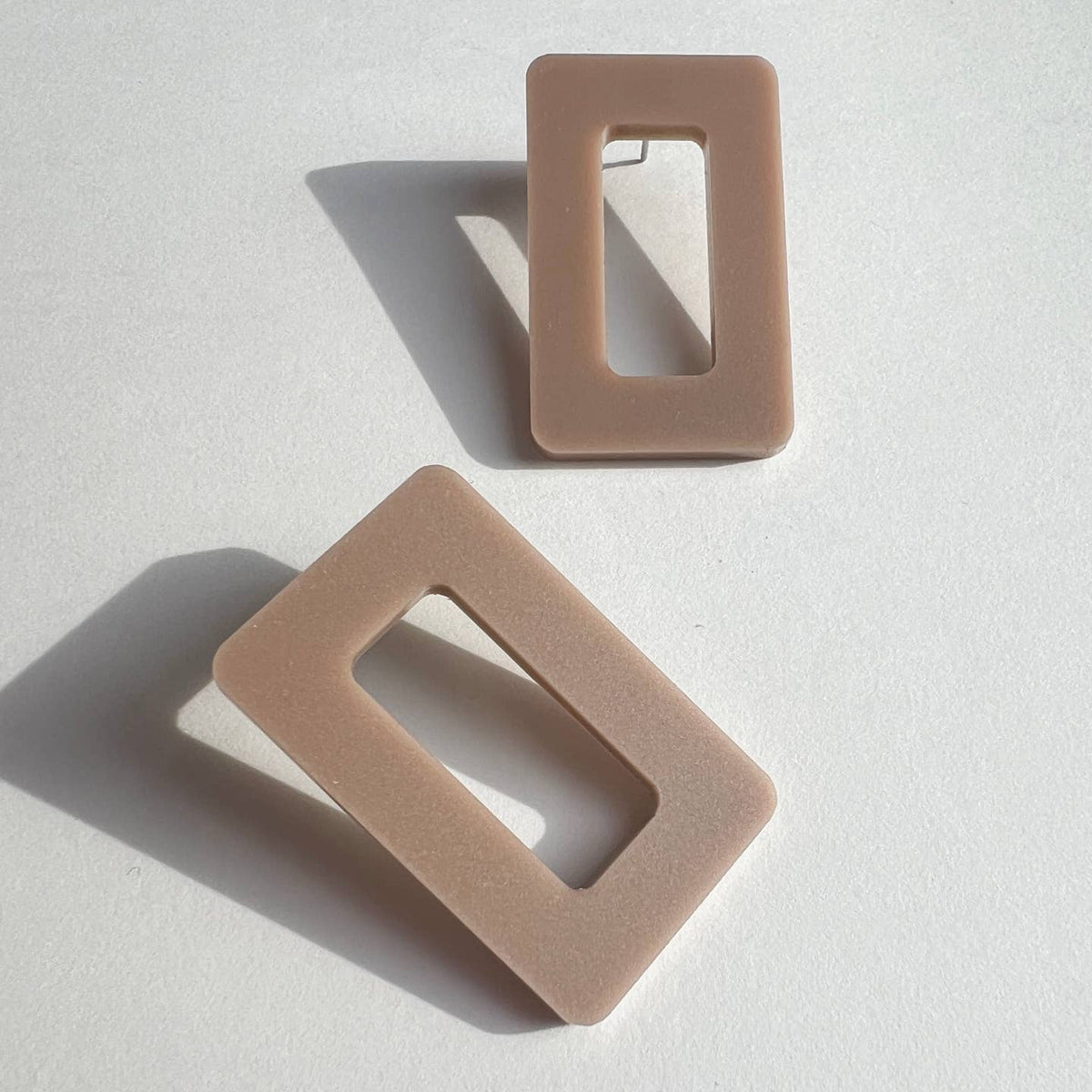 Rectangle Statement Studs - Taupe