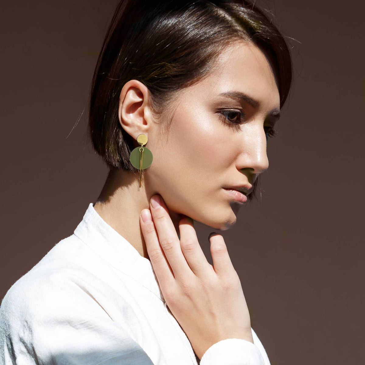 Mingled | Kyra Dangle Earrings | Olive And Gold