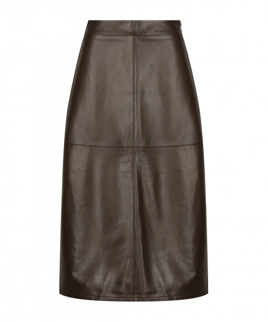 Brooklyn Leather Skirt - Chocolate