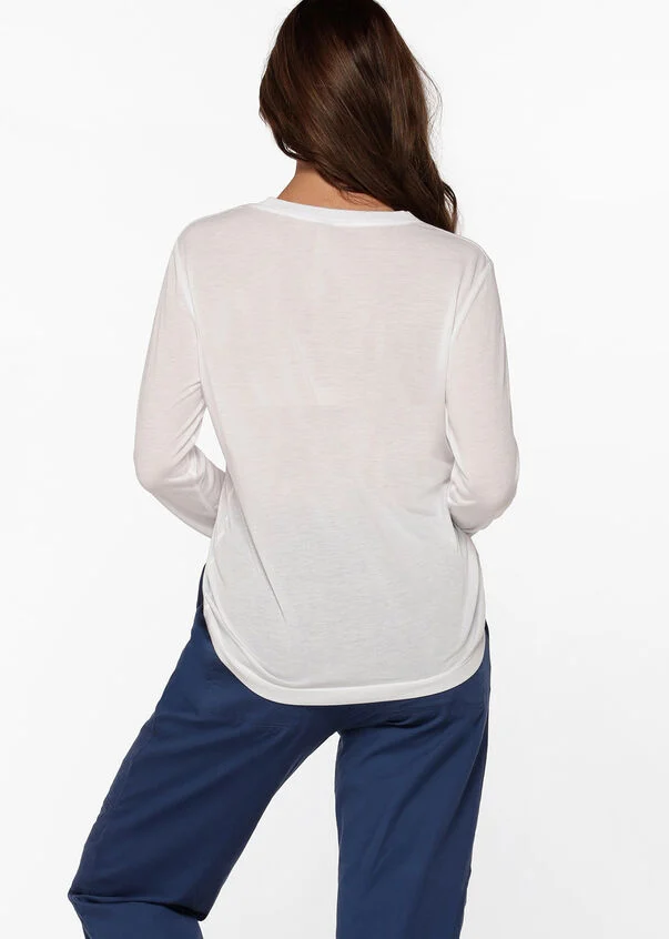 Lotus Long Sleeve Top - White