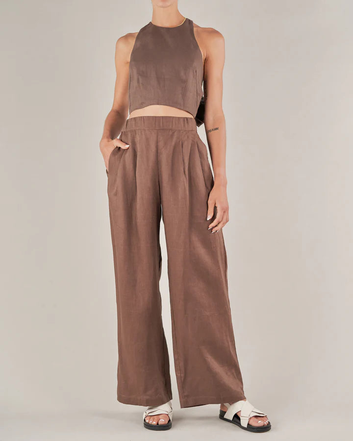 DISSH - Norah Linen Pant Chocolate on Designer Wardrobe