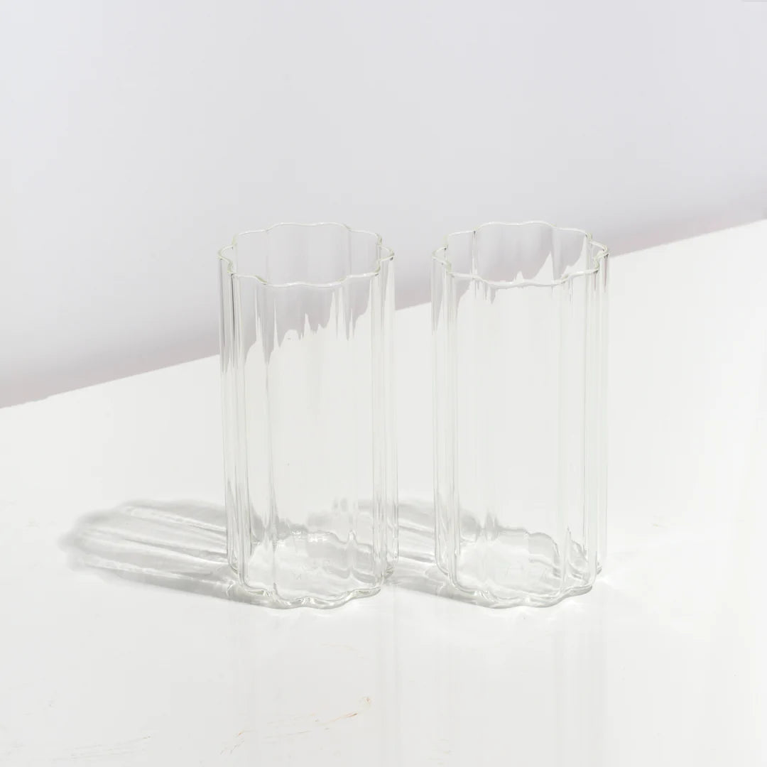 Wave Highball Glasses Set of 2 - Clear