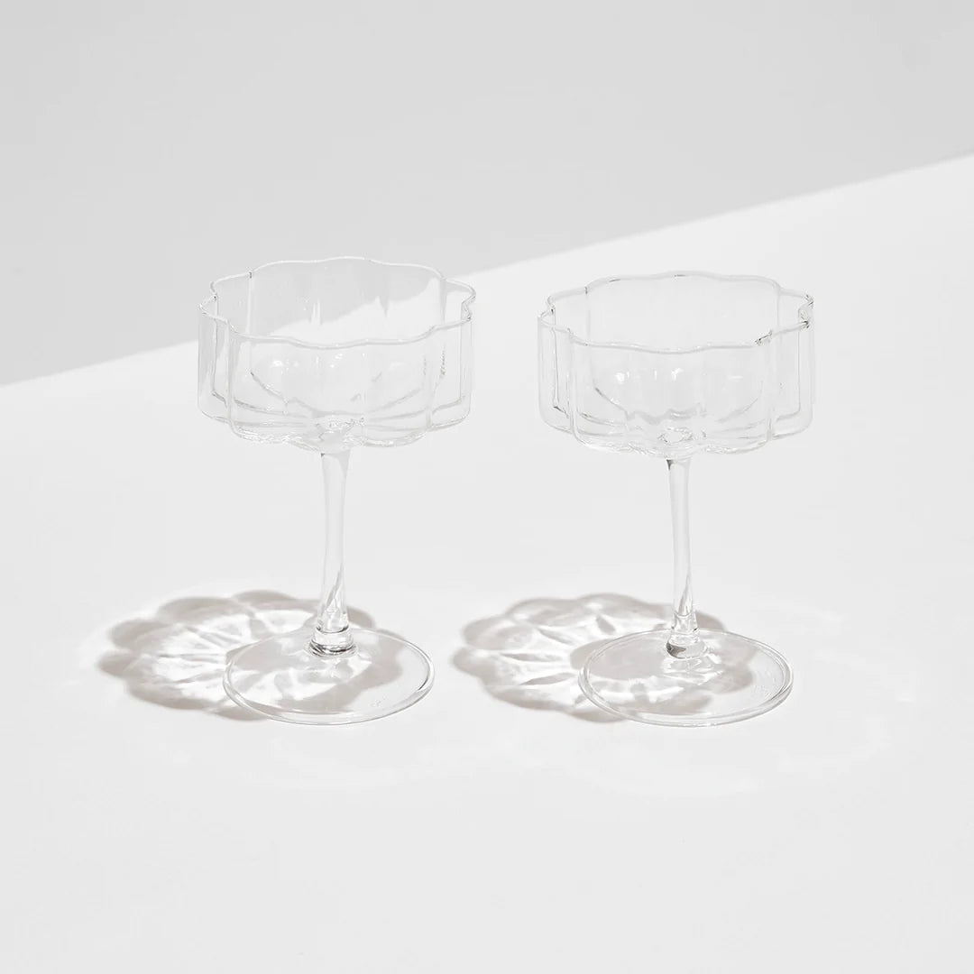 Wave Coupe Glasses Set of 2 - Clear